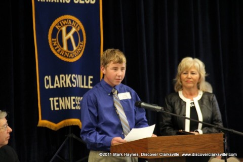 Seth P. Sitter reads a small part of his essay at the “Interview A Veteran” Essay Contest Winners program Tuesday, November 8th 2011.