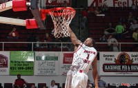 Junior point guard Jerome Clyburn lays one in againest Manchester Saturday night at the Dunn Center. APSU Basketball. (Courtesy: Keith Dorris/Dorris Photography)