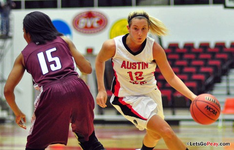 Senior Whitney Hanley led Austin Peay with 24 points in its victory at Eastern Kentucky, Monday night. Austin Peay Women's Basketball. (Courtesy: Cidnie Sydney-Brewington/APSU)