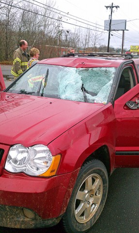 2009 Jeep Laredo that hit a deer Thursday morning. (Photo by CPD-Detective Ronald Parrish)