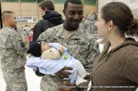 A soldier reunited with his family