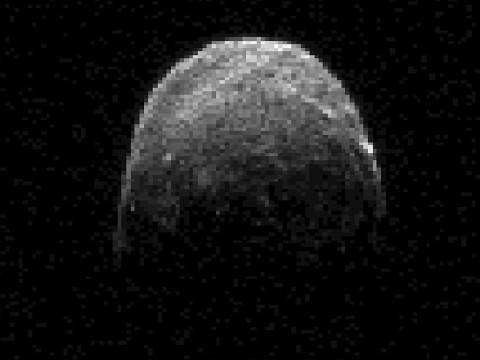 Asteroid 2005 YU55 Approaches Close Earth Flyby. This radar image was obtained on Nov. 7th, 2011, at 11:45am PST (2:45pm EST/1945 UTC), when the space rock was at 3.6 lunar distances, which is about 860,000 miles, or 1.38 million kilometers, from Earth. (Image credit: NASA/JPL-Caltech)