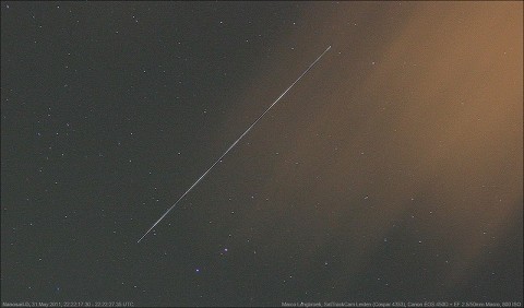 NanoSail-D Over Leiden, the Netherlands (Credit: Marco Langbroek) 