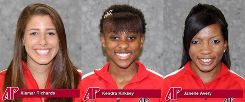 Sophomore Xiamar Richards, sophomore Kendra Kirksey and senior Janelle Avery. Austin Peay Cross Country. (APSU Sports Information)