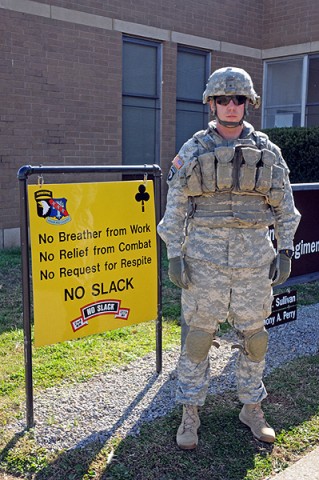 Staff Sgt. Scott D. Mark, a platoon sergeant with Company D, 2nd Battalion, 327th Infantry Regiment, 1st Brigade Combat Team, 101st Airborne Division, leads his section and teaches them the skills instilled into him by two influential leaders. (Photo by Spc. Richard Daniels Jr.)