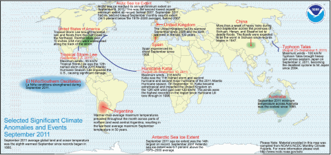 Global significant events for October 2011. (NOAA)