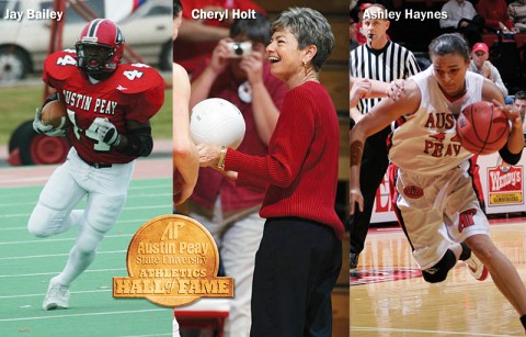 (L to R) Jay Bailey, Cheryl Holt and AShley Haynes newly elected to the APSU Athletics Hall of Fame. (Courtesy: Austin Peay Sports Information)