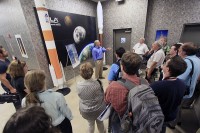 Andy Aldrin talks to media about plans to launch NASA astronauts to the International Space Station atop a United Launch Alliance (ULA) Atlas V rocket. (Photo credit: Jim Grossmann)