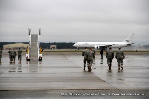 The flight bearing 138 soldiers home to Fort Campbell lands at 4:10pm