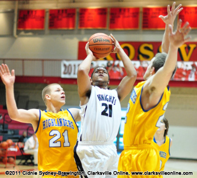 Kenwood's Trent McLaurin goes up for a shot in the Knights' 67-53 victory over Gatlinburg-Pittman in the Rossview High New Year Basketball Bash on Dec. 29th, 2011