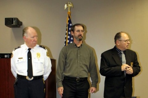 L-R, Chaplain Bob Mitchell, Officer Joe Papastathis, and Detective Danny Fewless. (Photo-CPD-Jim Knoll)