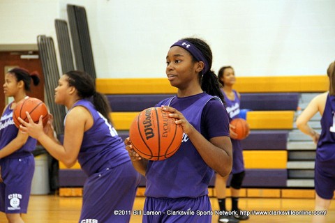 Tiasha Gray at a Clarksville High School basketball practice.