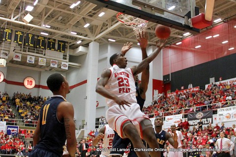 Josh Terry goes up and under for 2 when the Austin Peay Governors faced the Murray State racers Saturday, January 7th, 2012.