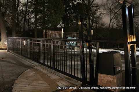 The automatic gate at Dunbar Cave State Natural Area waits for 5:00am.