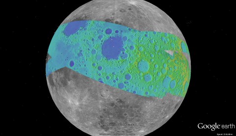 The color on this map represents the terrain elevation in the Apollo Zone mapped area. (Credit: NASA/Google Earth) The color on this map represents the terrain elevation in the Apollo Zone mapped area. (Credit: NASA/Google Earth)