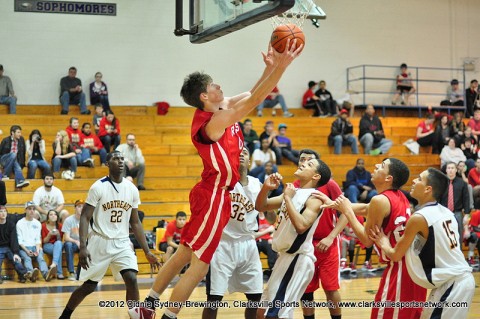 Kyle Weldon goe up for a reverse lay up in Rossview's game at Northeast High on Jan. 24th, 2012.