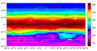 As this global map of average surface temperature shows, the warmer equatorial zone of the giant asteroid Vesta is likely too warm to sustain water ice below the surface. But roughly half of Vesta is so cold and receives so little sunlight on average that water ice could have survived there for billions of years. (Image credit: NASA/GSFC/UMBC)