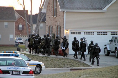 Tactical Unit deploying to Southwood Ct. (Photo by CPD-Jim Knoll)