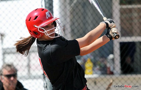 Sophomore Lauren de Castro had three hits in doubleheader versus Eastern Illinois. Austin Peay Softball. (Courtesy: Brittney Sparn/APSU Sports Information)