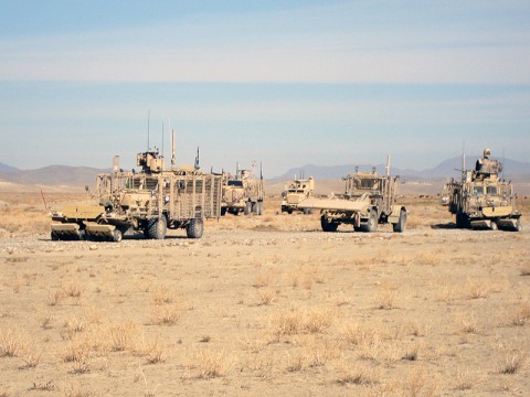 Soldiers with the 887th Engineer Support Company, 326th Engineer Battalion, 101st Sustainment Brigade, conduct route clearing in Regional Command East, Afghanistan. (Courtesy Photo)