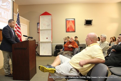 Nick Steward addresses the audience during his official announcement for State House District 74