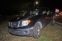 Pedestrian walks out in front of and is struck by a Nissan Frontier truck on riverside drive Tuesday night. (Photo by CPD-Officer Bill VanBeber)