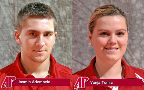 Austin Peay Tennis' Jasmin Ademovic and Vanja Tomic.