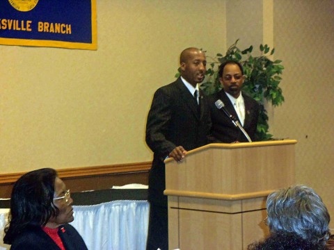 LEAP Founder/Executive Director Richard “Reason” Garrett (left) and NAACP President Jimmie Garland (right) spoke at the Annual Barbara Johnson Unity Day Breakfast.