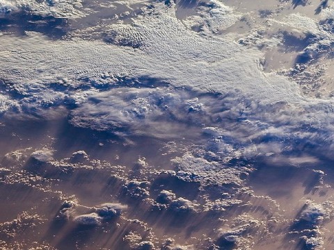 This image of clouds over the southern Indian Ocean was acquired on July 23, 2007 by one of the backward (northward)-viewing cameras of the Multi-angle Imaging SpectroRadiometer (MISR) instrument on NASA's polar-orbiting Terra spacecraft. (Image credit: NASA/JPL-Caltech)