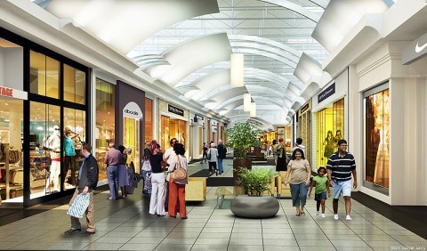 Rendering of the newly updated Fashion Court at Opry Mills.