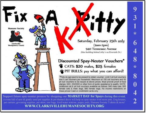 Fix-A-Pitty/Kitty for (Practically) Free on Saturday