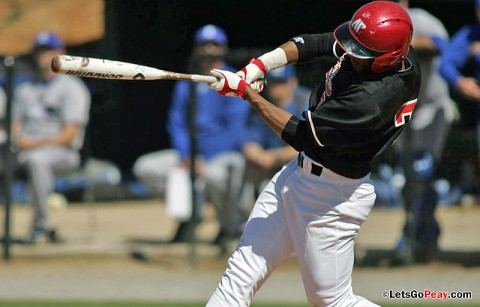 Sophomore outfielder Rolando Gautier had a double and triple as part of a 2-for-3, RBI outing in the Govs loss to Evansville, Wednesday. Austin Peay Baseball. (Courtesy: Keith Dorris/Dorris Photography)