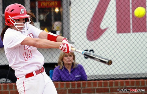 Sophomore Lauren deCastro had six hits in doubleheader versus Tennessee State. Austin Peay Softball. (Courtesy: Brittney Sparn/APSU Sports Information)