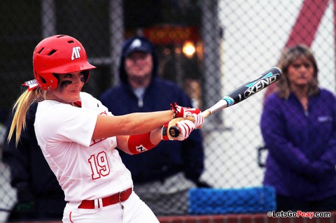 Red-shirt junior Jessica Ryan had a two-run homer Saturday against North Texas. Austin Peay Women's Softball. (Courtesy: Brittney Sparn/APSU Sports Information)