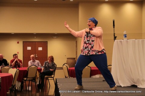 Comedian Etta May performing at the Comedy Live event 