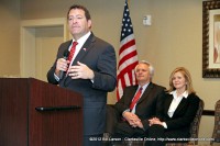 Mark Green addresses the crowd as Lt. Governor Ron Ramsey and Congresswoman Marsha Blackburn look on approvingly