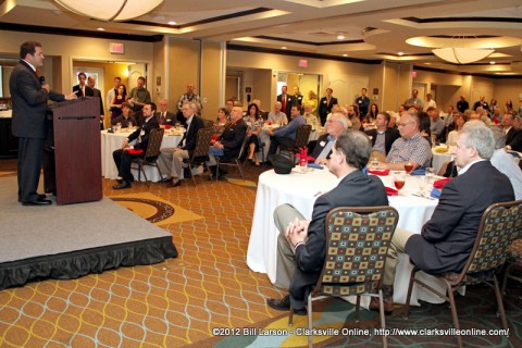 Mark Green addresses a packed room at the Hilton Garden Inn in Clarksville Tennessee