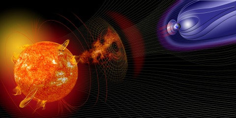Artist illustration of events on the sun changing the conditions in Near-Earth space. (Credit: NASA) Artist illustration of events on the sun changing the conditions in Near-Earth space. (Credit: NASA)