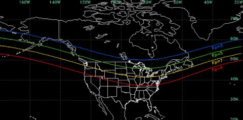 To measure the strength of a geomagnetic storm, scientists measure something called Kp index, which measures the rate of change of magnetic fields near Earth. The Kp index scale goes from 1 to 9. If the Kp index gets to 5, this is considered a “minor” geomagnetic storm, rated a G1. A Kp index of 9 is considered an “extreme” geomagnetic storm, rated a G5. (Credit: NOAA) To measure the strength of a geomagnetic storm, scientists measure something called Kp index, which measures the rate of change of magnetic fields near Earth. The Kp index scale goes from 1 to 9. If the Kp index gets to 5, this is considered a “minor” geomagnetic storm, rated a G1. A Kp index of 9 is considered an “extreme” geomagnetic storm, rated a G5. (Credit: NOAA)