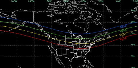 To measure the strength of a geomagnetic storm, scientists measure something called Kp index, which measures the rate of change of magnetic fields near Earth. The Kp index scale goes from 1 to 9. If the Kp index gets to 5, this is considered a “minor” geomagnetic storm, rated a G1. A Kp index of 9 is considered an “extreme” geomagnetic storm, rated a G5. (Credit: NOAA)