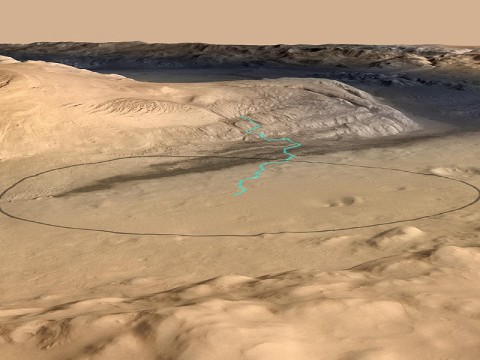 This image shows the target landing area for Curiosity, the rover of NASA's Mars Science Laboratory mission. (Image Credit: NASA/JPL-Caltech/ESA/DLR/FU Berlin/MSSS)