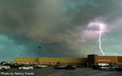 Storm clouds approach Huntsville, Alabama on April 27th, 2011. (Photo credit: Nancy Vreuls of NASA/MSFC)