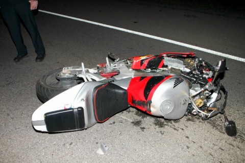 Chevy Silverado pulled into the path of a motorcyclist early this morning. (Photo by Jim Knoll-CPD)