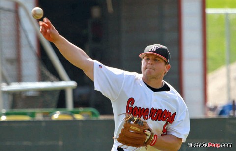 Third baseman Greg Bachman had two hits in the Govs 10-7 loss at Middle Tennessee, Wednesday. Austin Peay Baseball. (Courtesy: Brittney Sparn/APSU Sports Information) Third baseman Greg Bachman had two hits in the Govs 10-7 loss at Middle Tennessee, Wednesday. Austin Peay Baseball. (Courtesy: Brittney Sparn/APSU Sports Information)