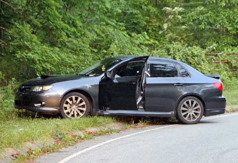 The deceased man's Dark Gray 2009 Subaru Impreza found on Victory Road early Sunday morning. (Photo by CPD-Jim Knoll)