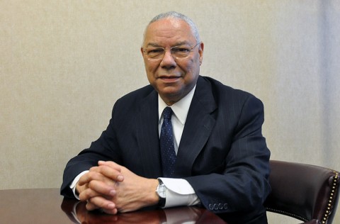 Colin Powell, former Secretary of State and retired four-star general, sits in a conference room at McAuliffe Hall, the 101st Airborne Division Headquarters, Wednesday morning. Powell visited Fort Campbell to promote his newly-released book, "It Worked for Me: In Life and Leadership." (U.S. Army photo by Megan Locke Simpson, Fort Campbell Courier)