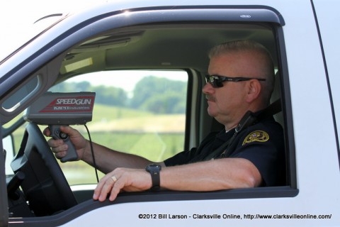 Clarksville Police Department's Lt. Phil Ashby running radar in Liberty Park Clarksville Police Department's Lt. Phil Ashby running radar in Liberty Park