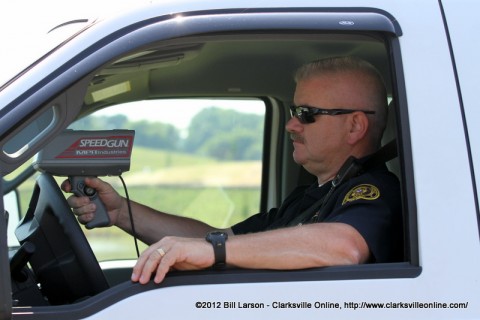 Clarksville Police Department's Lt. Phil Ashby running radar in Liberty Park