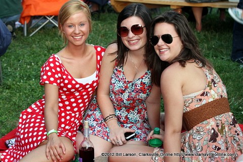 Three friends enjoy each others company at Jazz on the Lawn