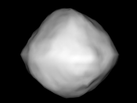 This computer generated image of asteroid 1999 RQ36 was derived from data acquired by the NASA-supported Arecibo Observatory in Puerto Rico. (Image credit: NASA/NSF/Cornell/Nolan)